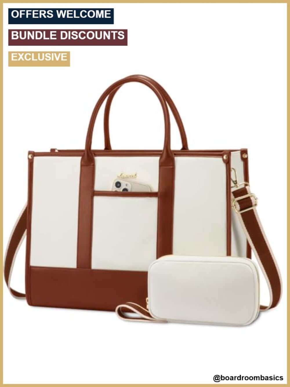 Structured Laptop Tote with Padded Compartment, 17.3 Inch